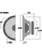 Monacor SP-382PA, univerzális basszushangszóró, 300Wmax, 8Ω