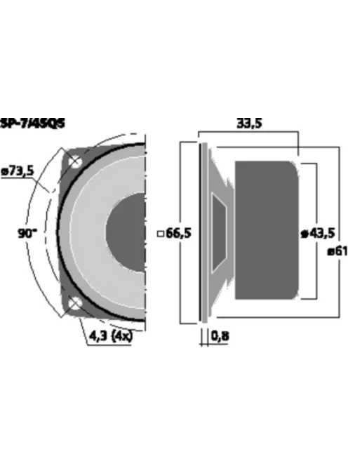 Monacor SP-7/4SQS, univerzális hangszóró, 8Wmax, 4Ω, mágnesesen árnyékolt