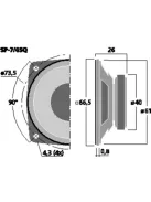 Monacor SP-7/4SQ, univerzális hangszóró, 8Wmax, 4Ω