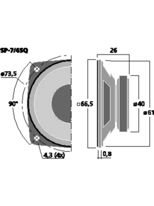 Monacor SP-7/4SQ, univerzális hangszóró, 8Wmax, 4Ω