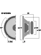 Monacor SP-8/150PA, PA mélyközépsugárzó, 300Wmax, 8Ω