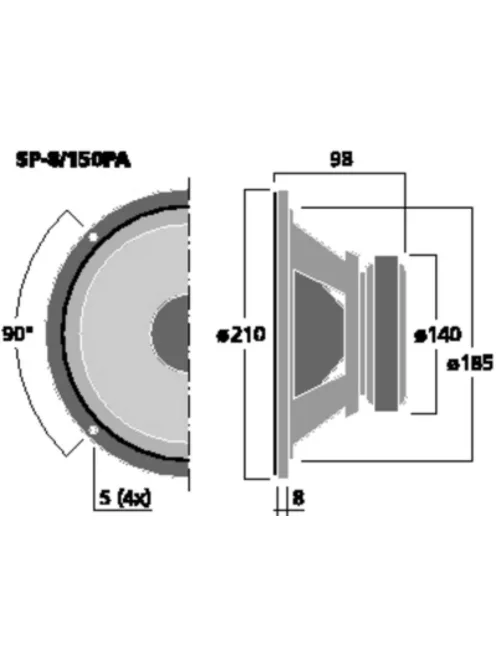 Monacor SP-8/150PA, PA mélyközépsugárzó, 300Wmax, 8Ω