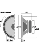 Monacor SP-8/150PRO, kompaktPA basszussugárzó, 300Wmax, 150Weff, 8Ω