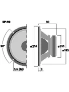 Monacor SP-90, univerzális basszushangszóró, 70Wmax, 8Ω