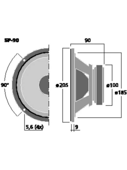 Monacor SP-90, univerzális basszushangszóró, 70Wmax, 8Ω