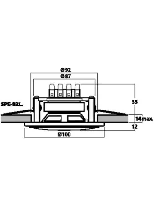 Monacor SPE-82/WS, kisméretű süllyeszthető hangszóró, 12Wmax, 4Ω