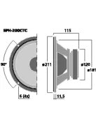 Monacor SPH-176, csúcsminőségű Hi-Fi mélyközépsugárzó, 120Wmax, 8Ω