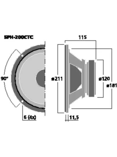 Monacor SPH-176, csúcsminőségű Hi-Fi mélyközépsugárzó, 120Wmax, 8Ω