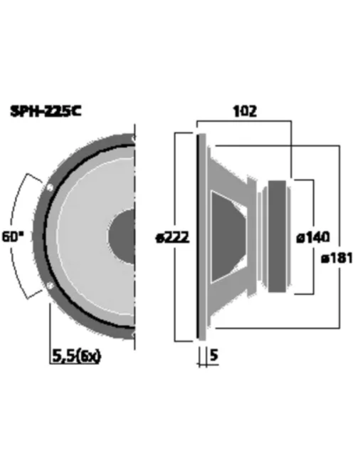 Monacor SPH-225C, high-end basszushangszóró, 150Wmax, 8Ω