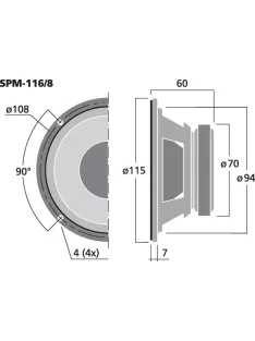   Monacor SPM-165/8, Hi-Fi mélyközépsugárzó, 150Wmax, 60Weff, 8Ω