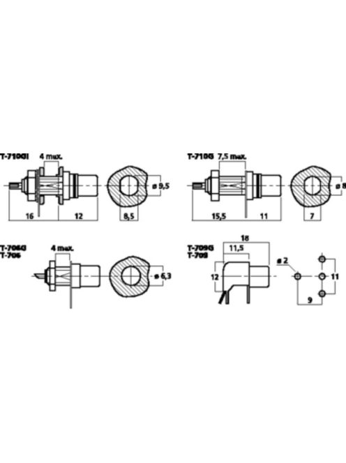 Monacor T-706, beépíthető RCA Aljzatok