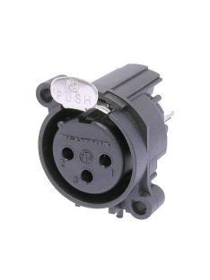   Neutrik NC3FAV2 3 pólusú XLR aljzat függőleges nyákhoz, külön GND és ház, retesszel