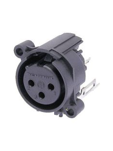   Neutrik NC3FAV20 3 pólusú XLR aljzat függőleges nyákhoz, külön GND és ház
