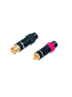   Neutrik NF2CB2 profi RCA dugó/pár lengő, aranyozott, rugós testérintkező, kábelszorító