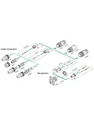 Neutrik SC8W Neutricon IP54-es vizálló lengő egyenes fekete ház, 180 fokba rendezett illesztő csapokkal