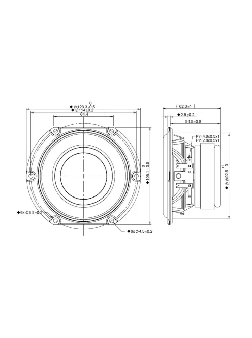 SDS-P830855 4" Woofer Treated Paper SDS Woofer