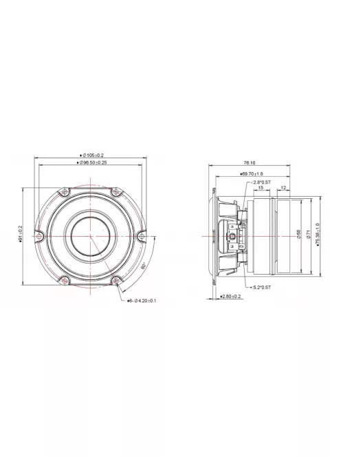 SLS-85S25CP04-04 3-1/2" Paper Cone Woofer