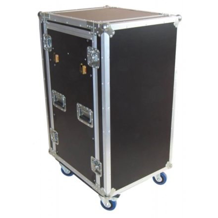 Robust CR sorozatú DJ rack, munkaasztallal 16+4U magas, 500 mm mély, 9.5 mm vastag rétegelt falemezből