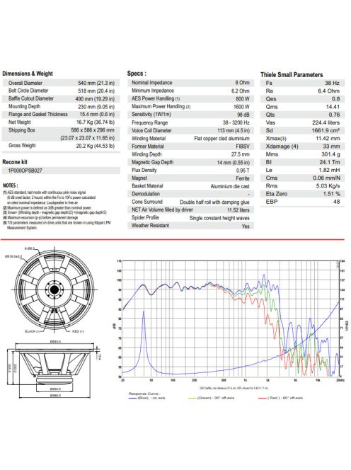 ROSSO-21SW800 Subwoofer